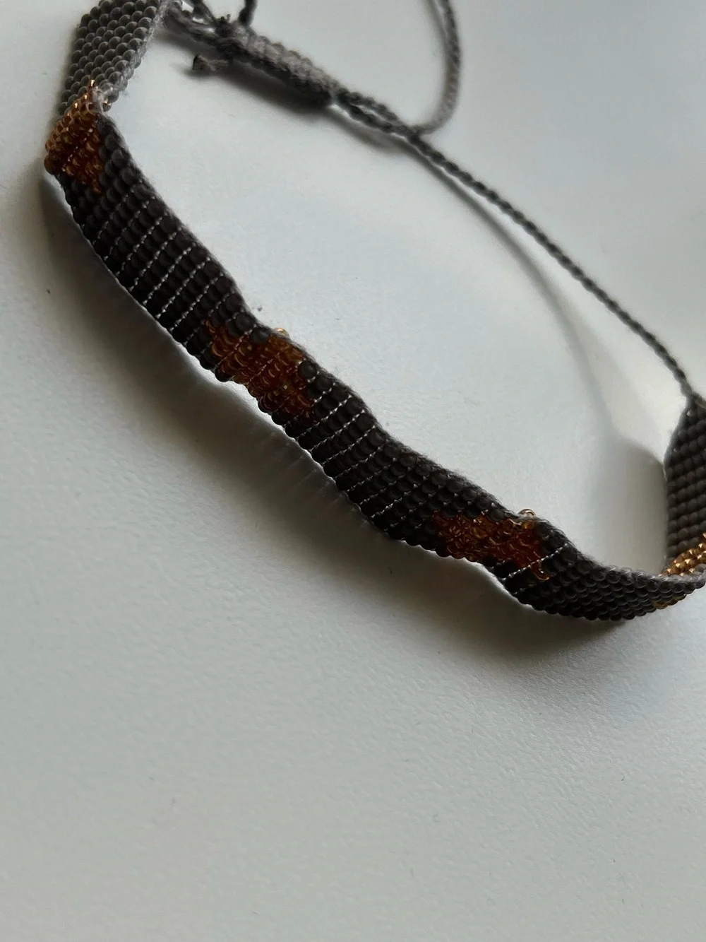 Handmade Gray and Gold Beaded  Bracelet